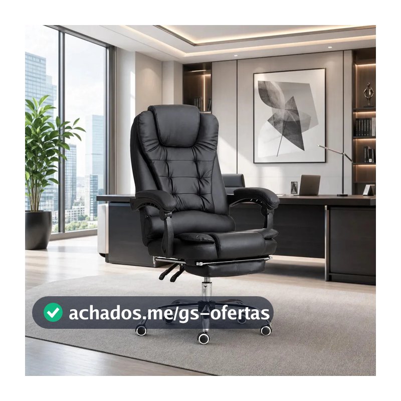 Cadeira De Escritorio Sweet Studio Presidente Ajustável Preta Couro Sintético