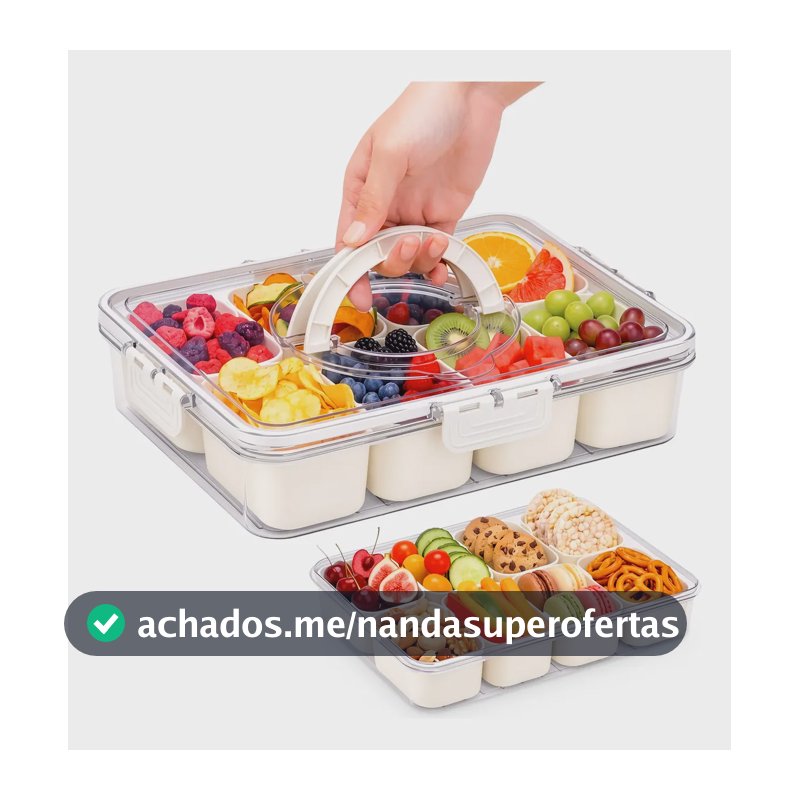 Pote Organizador Geladeira Frutas Alimentos Hermetico C/alça Petiscos Frutas Praia Piquenique Viagem