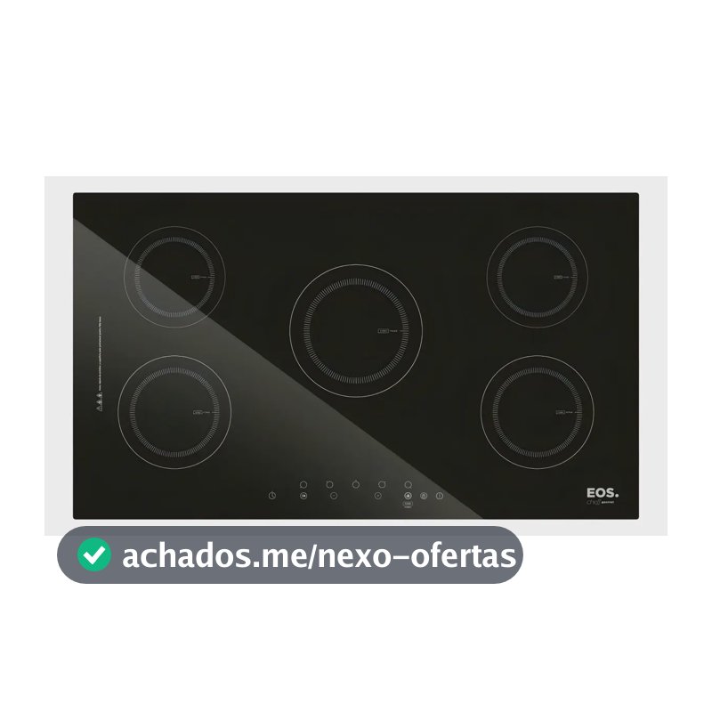 Cooktop de Indução Cinco Bocas EOS 90cm Preto 9500W ECI05EP