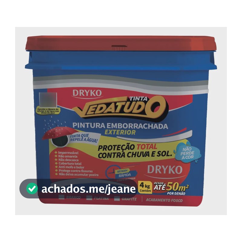 Tinta Pintura Emborrachada Vedatudo Telha Parede 4kg Cores Cor Branco