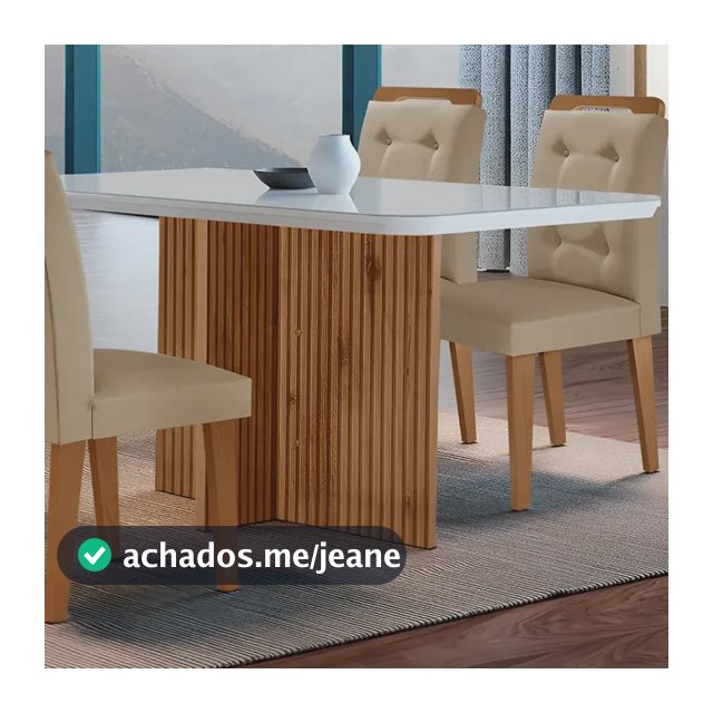 Sala De Jantar Olímpia Mdf E Vidro Com 4 Cadeiras Carol Cor Turim / Off White / Imbuia
