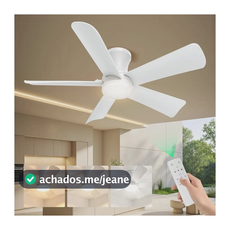 Ventilador de Teto CasaFlow Branco de 42" com Luz LED e Controle Remoto