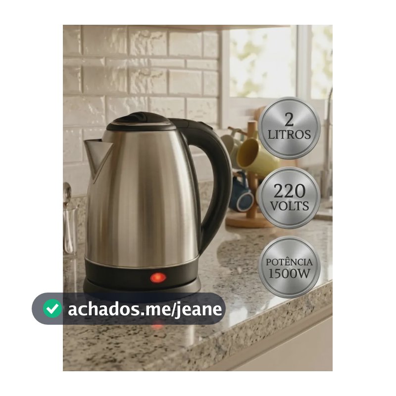 Chaleira Elétrica Inox 2 Litros 1500w Jarra Desligamento Automático Aquecimento Rápido Bule Pítia