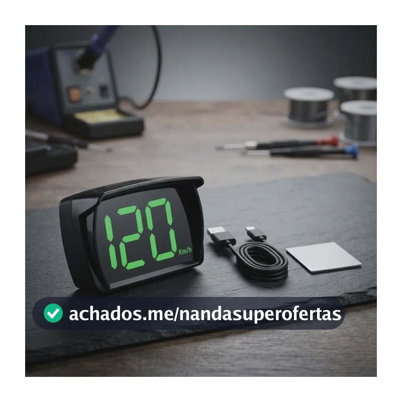 Velocímetro Digital Usb Gps Hud Head Up Display Km/h Preto