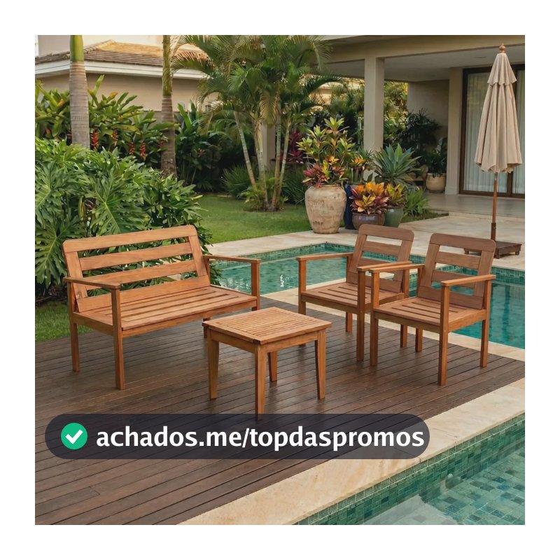 Conjunto Yescasa Jardim 1 Sofá 2 Poltronas E Mesa Madeira