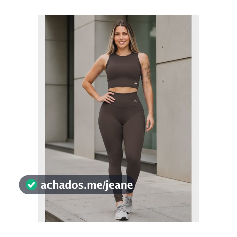 Conjunto Blackout Zero Transparência Legging E Cropped Suple Marrom G