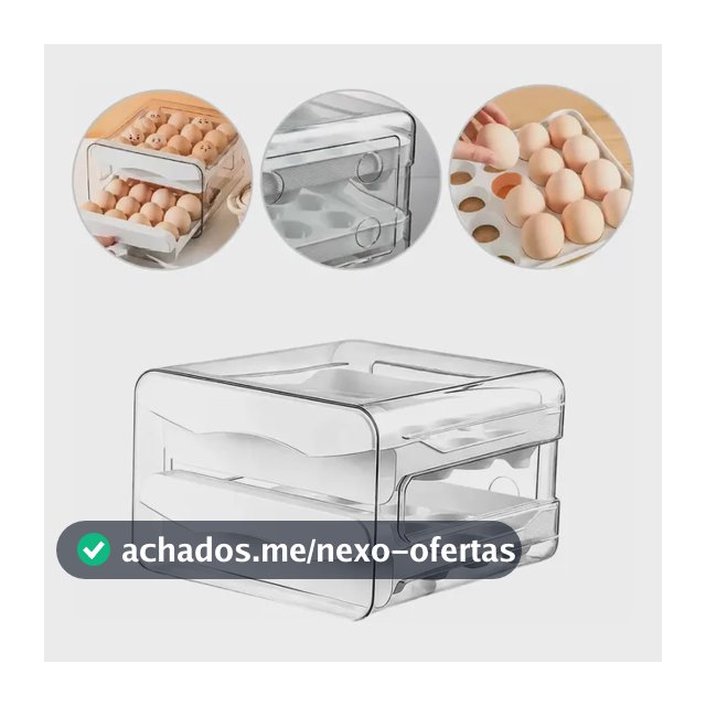 Porta Ovos Organizador Geladeira Gaveta Caixa 32 2 Andares Branco