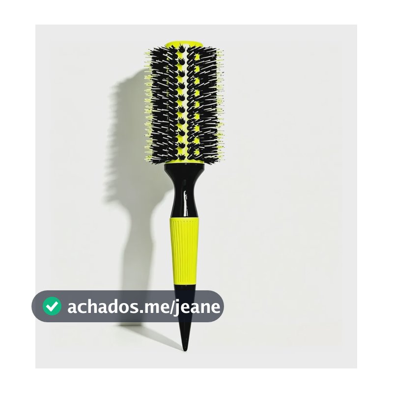 Escova Térmica Amarela Antiestática Cerdas Javali Pro Amarelo
