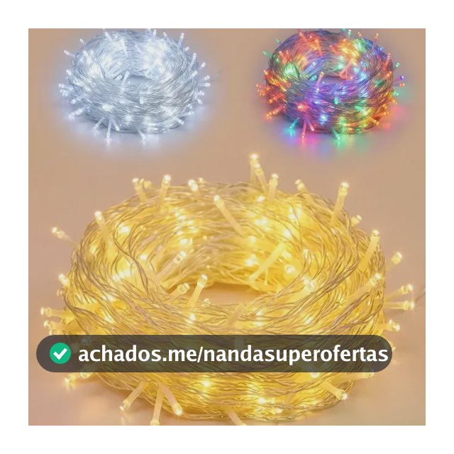 Pisca Natal Cordão 100 Leds 10m 8 Funções Três Cores 110/220