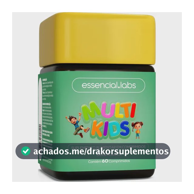 MULTIVITAMÍNICO de A a Zinco KIDS / INFANTIL Sabor Morango - Fórmula Exclusiva com Máxima Concentração e Pureza - 60 Comprimidos Mastigáveis