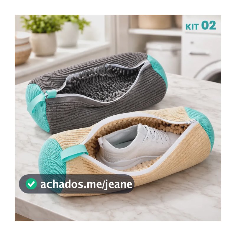 Kit 2 Sacos Protetores para Lavar Tênis e Sapatos com Zíper Reforçado e Microfibra