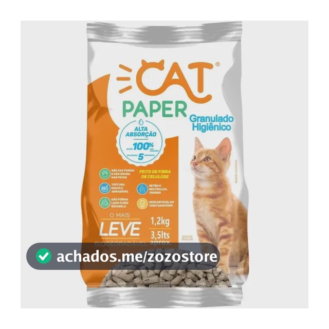 Granulado Higiênico P/ Gatos Natural Celulose Biodegradável