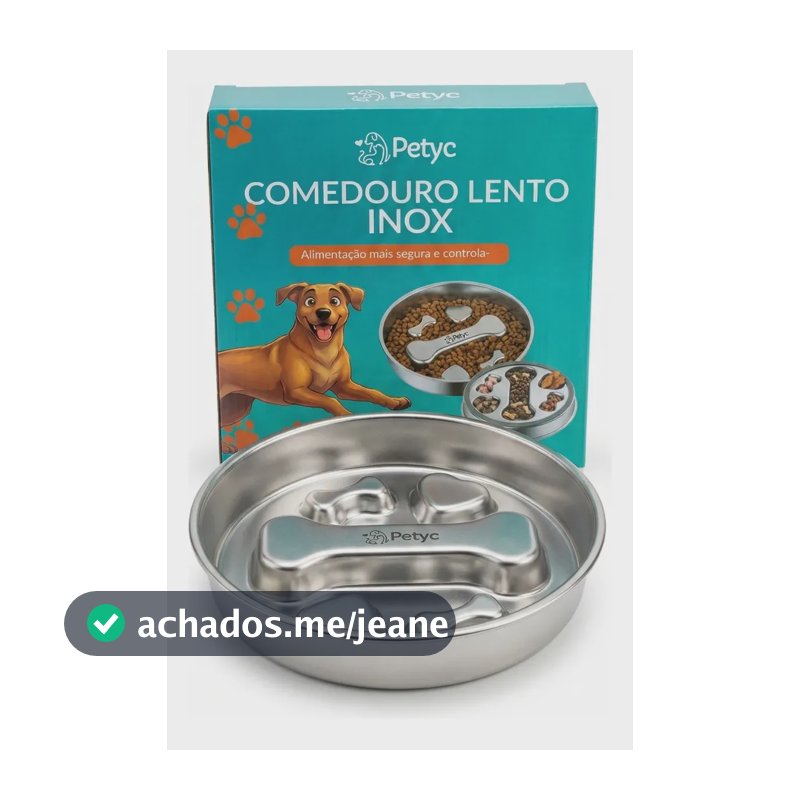 Comedouro Lento de Aço Inoxidável Antiderrapante para Cães, 1kg