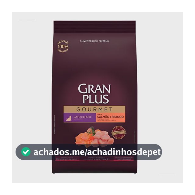 Ração Seca Filhote Gato Gran Plus Gourmet Salmão Frango 3kg 35% Proteína