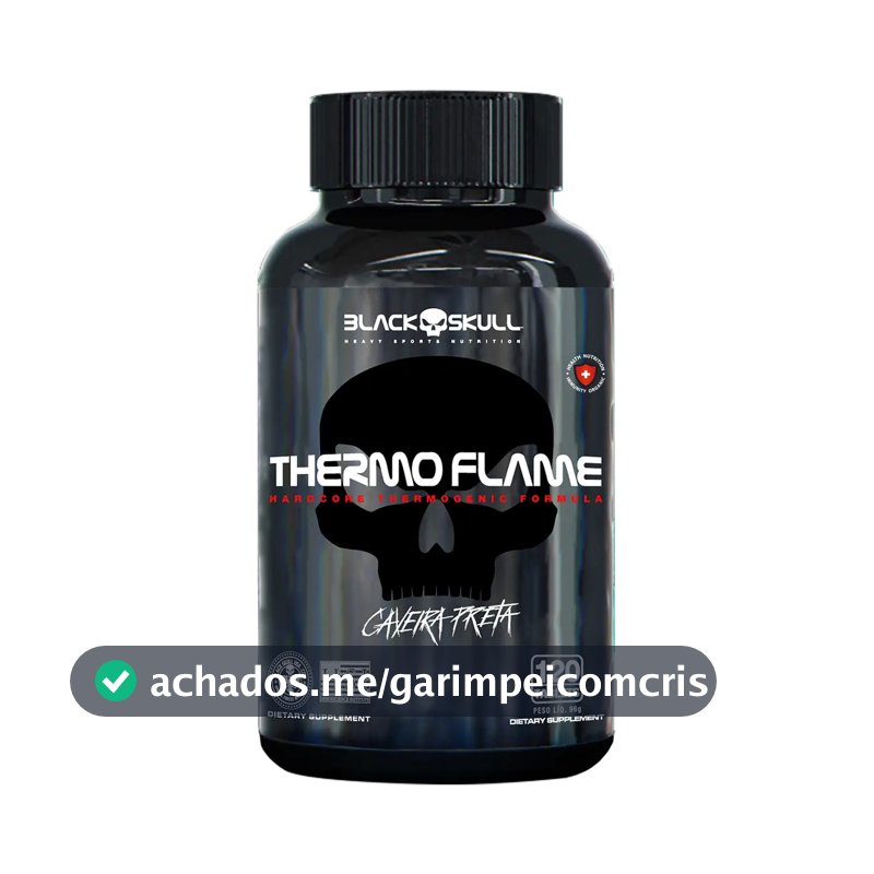 Cafeína Black Skull Caveira Preta Thermoflame em tabletes Sem sabor de 120 un