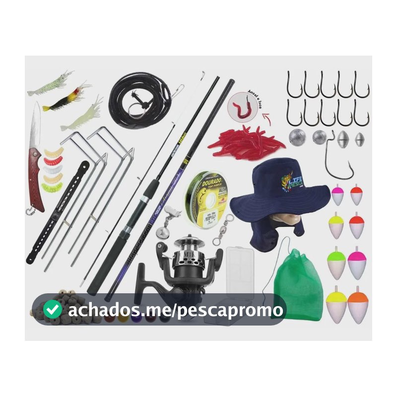 Kit Pesca 1 Vara (1,20m) + 1 Vara Telescópica (2,10m)