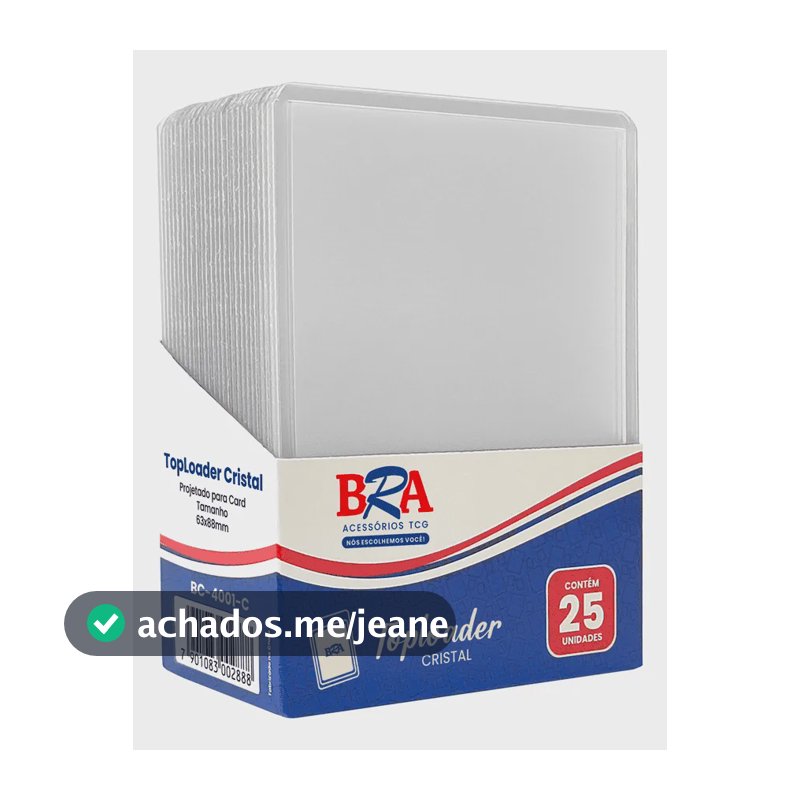 25 Toploader Cristal Bra Para Cards Pokemon, Magic E Outros Transparente