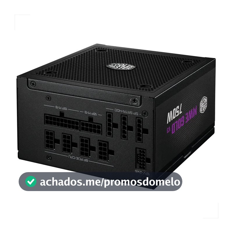 Fonte De Alimentação Para Pc 750W FULL MODULAR ATX 3.1 MWE GOLD 750 V3 PFC ATIVO 80 PLUS GOLD Cooler Master COM CABO DE FORCA