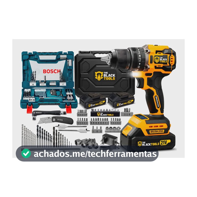 Parafusadeira Furadeira Impacto Brushless + Kit Bosch 68 Pçs Amarelo E Preto 127/220v 60hz