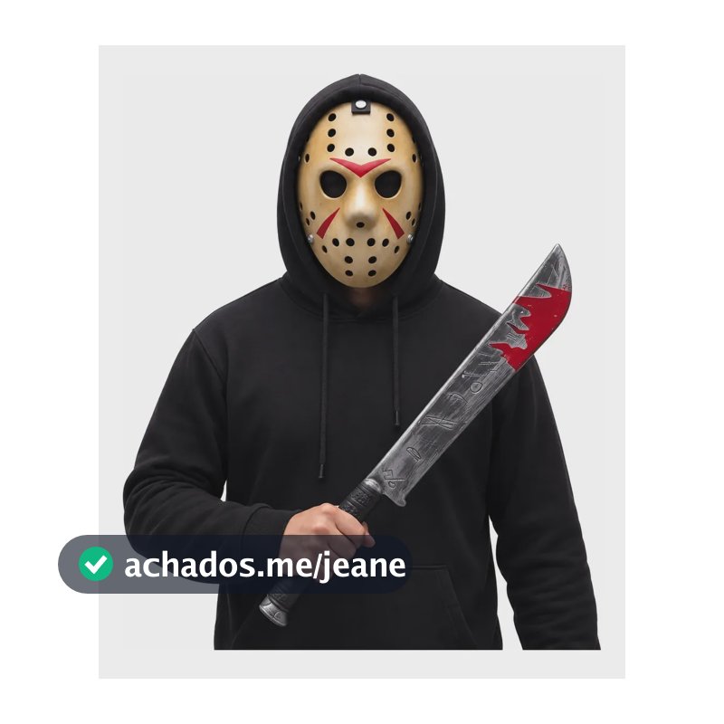 Kit Máscara Jason + Facão De Plástico Fantasia Halloween
