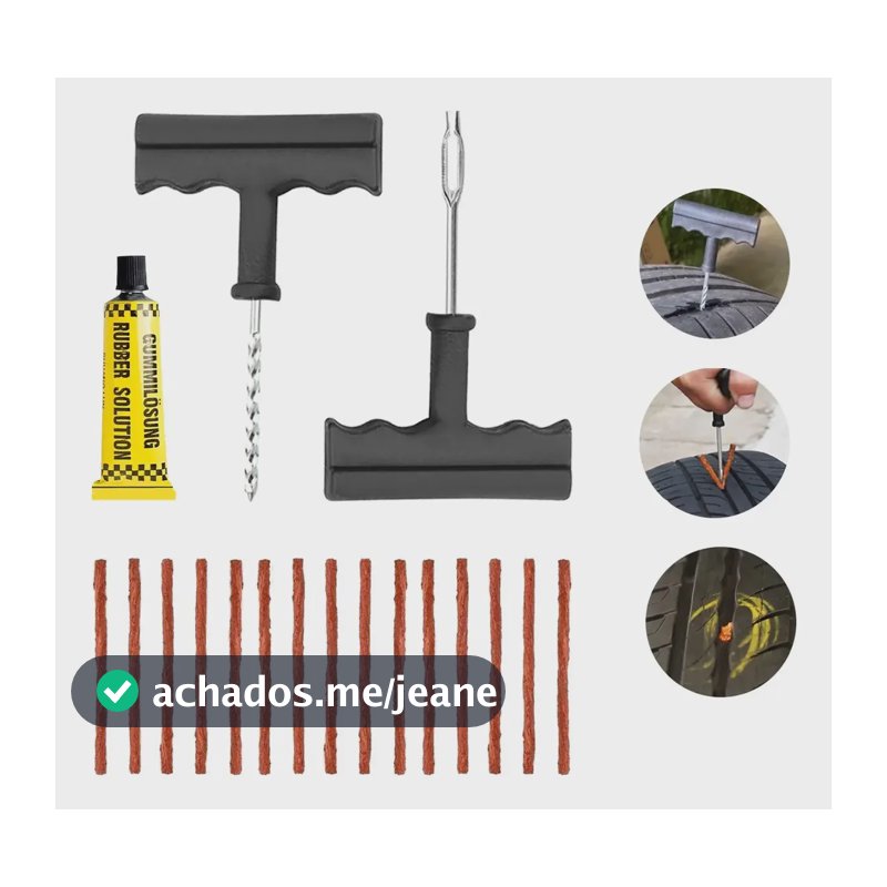 Kit Reparo Pneu Remendo Profissional Carro Moto +20 Macarrão
