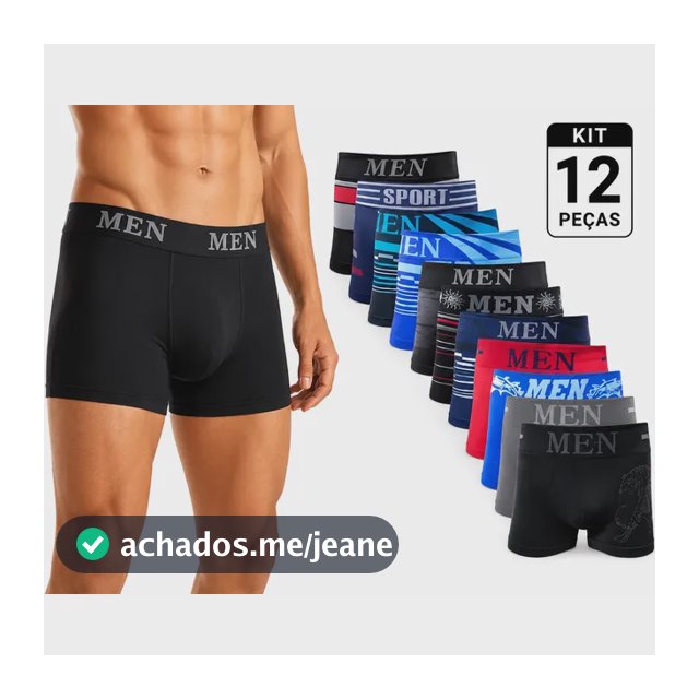 Kit 12 Cuecas Boxer Em Microfibra Adulto Premium Revenda