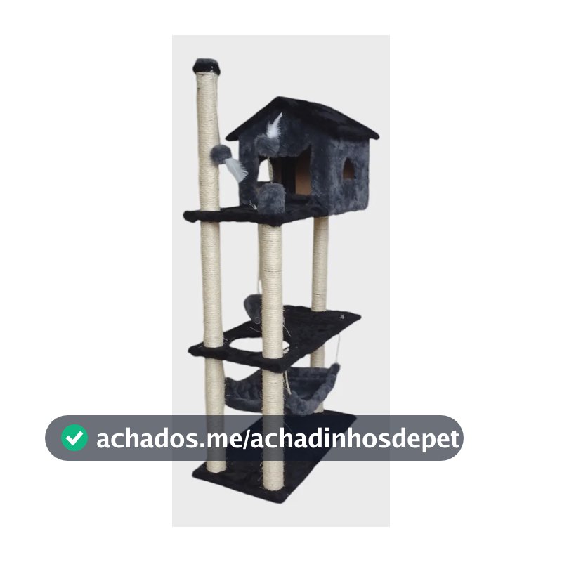Arranhador Torre Plataforma com Brinquedo Bolinha Miupet Cinza