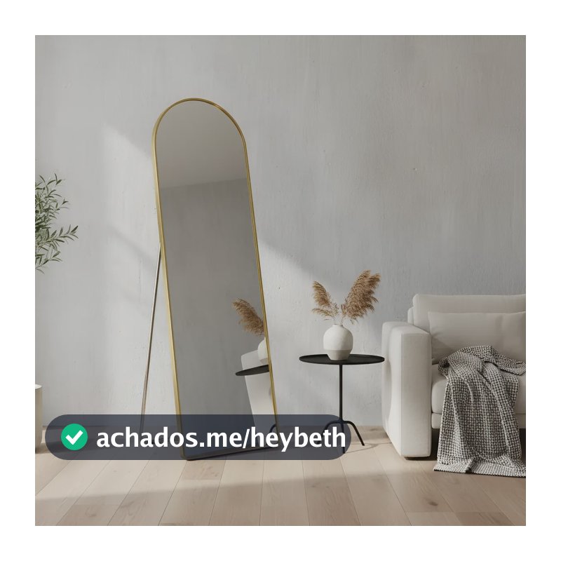 Espelho Corpo Inteiro 120x40 Decorativo Apoio Chão E Parede Dourado