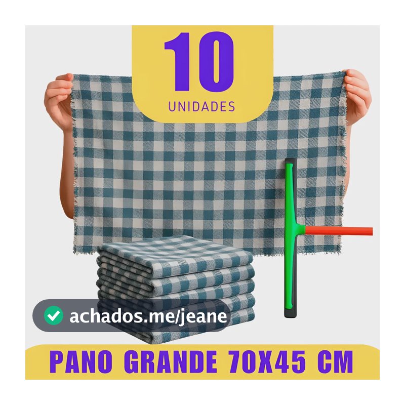 Kit 10 Pano De Chão Xadrez Grande 70 X45 Cm Não É Duplo Xadrez Azul