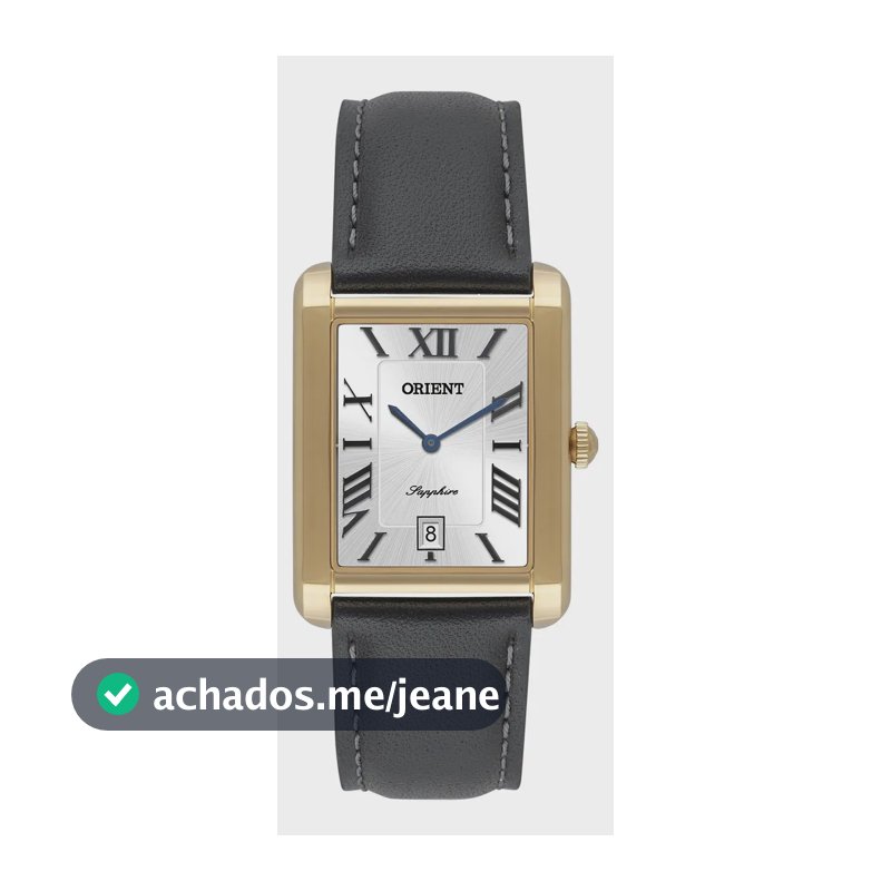 Relógio Orient Masculino Sapphire Slim Dourado Caixa Retangular Couro Preto