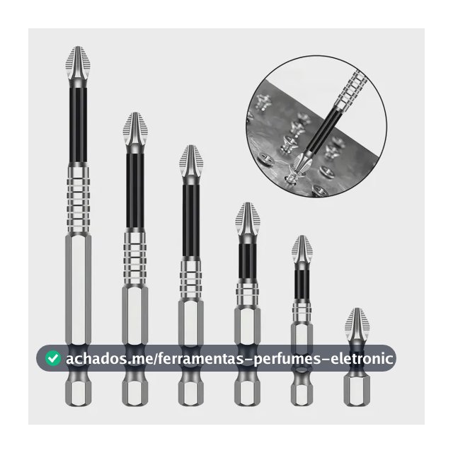 Kit Ponta Bits Magnéticas Antiderrapante Impactos K5 Ph2 6pc Preto