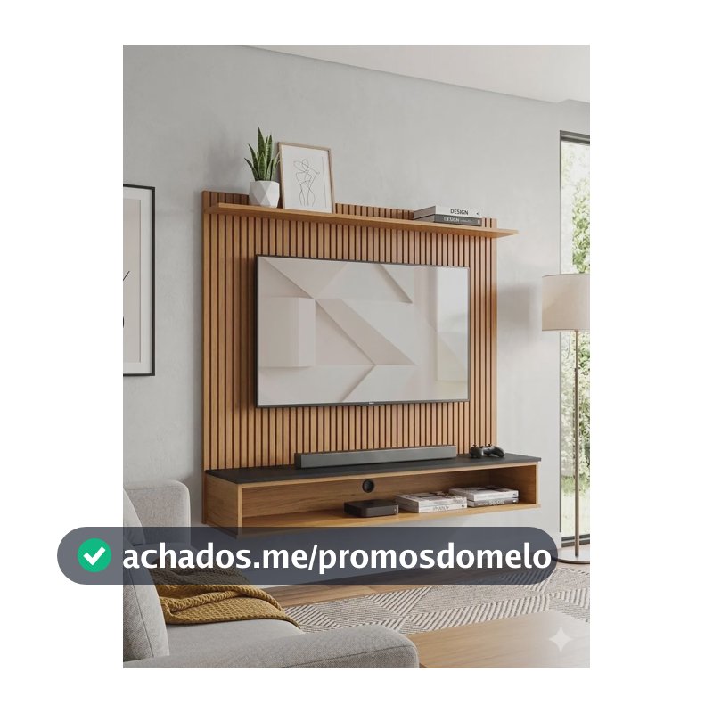 Painel Tv 50 Polegadas Siena Ripado Moderno Suspenso Preto/ripado