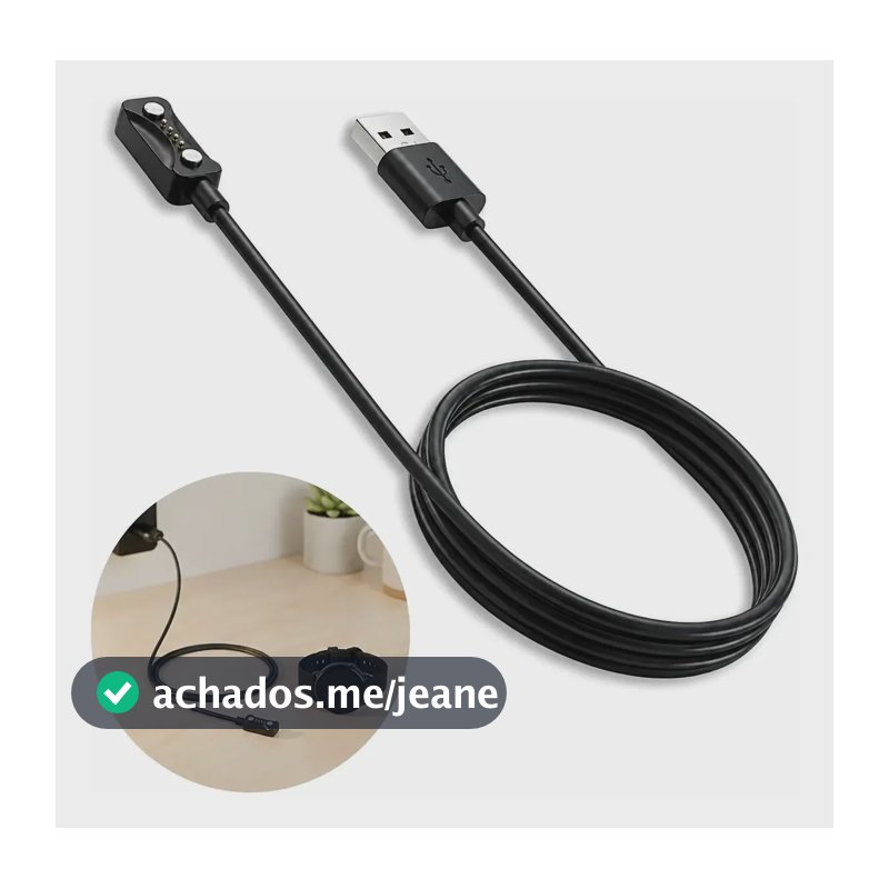 Cabo Carregador Para Polar Ignite 3 E Pacer Pro- Compatível Preto