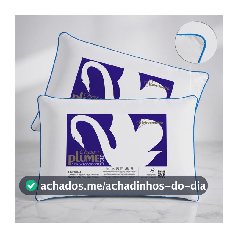Kit 2 Travesseiros Hotel Toque De Pluma Percal 180 Fios Luxo Branco