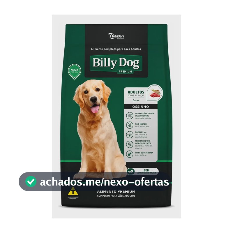 Ração Billy Dog Ossinho Ração Para Cães Sabor Carne 15kg