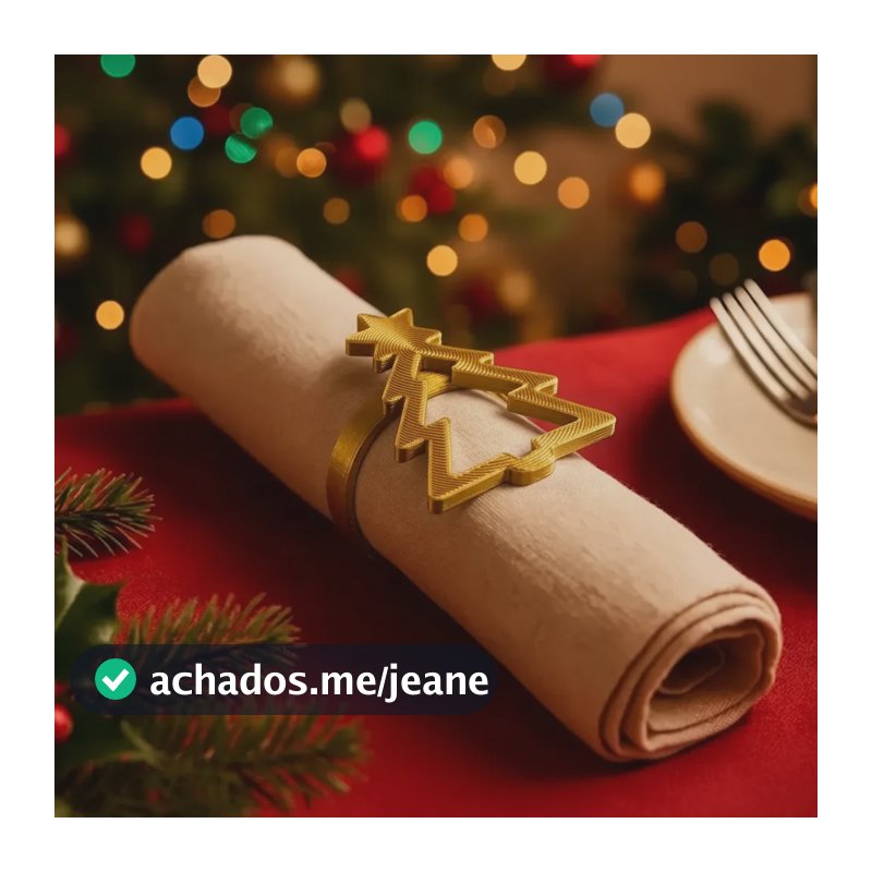 Porta Guardanapo 6pçs Arvore Natal Dourado Mesa Posta Ceia Dourado