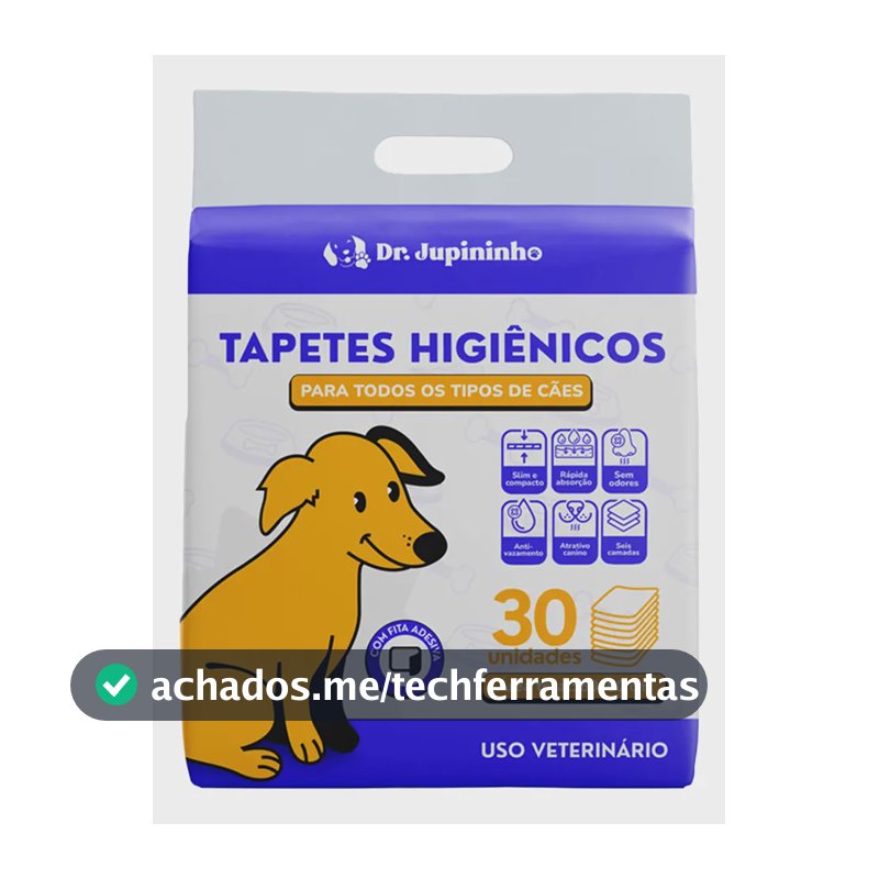 Tapete Higiênico Cães Premium Dr. Jupininho 60x60cm - 30 Un Branco