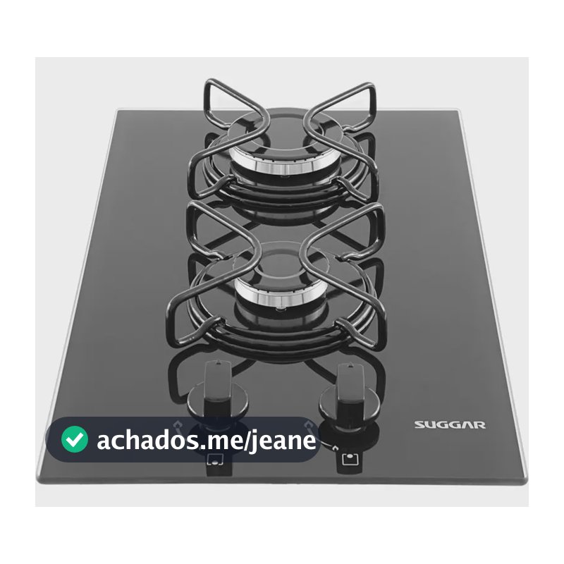 Fogão De Mesa Cooktop 2 Bocas Vidro Preto À Gás Suggar Fg200 Preto