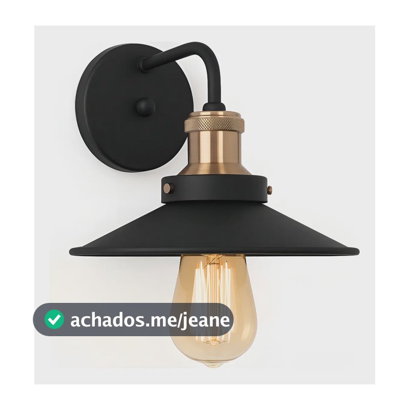 Luminária Arandela Industrial Vintage Nordic Tony Iluminação E27 Retro Parede Preto/cobre Aluminio 110/220Bivolt Led Sala Cozinha Quarto Corredor Churrasqueira