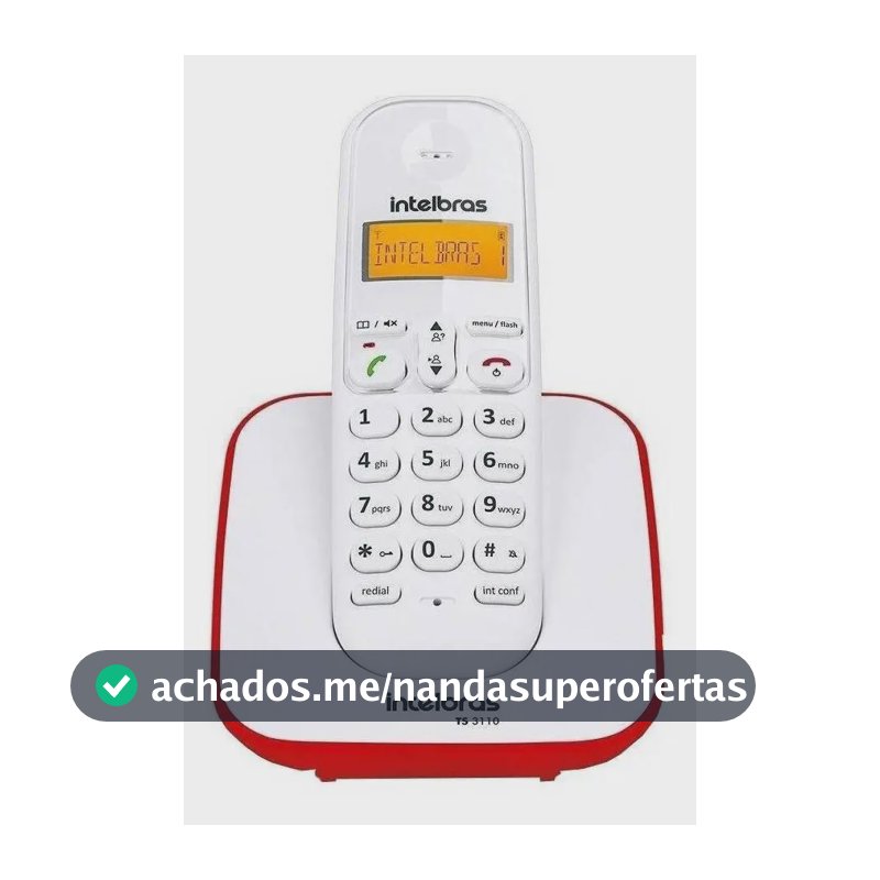 Telefone Sem Fio Digital TS 3110 Vermelho Intelbras