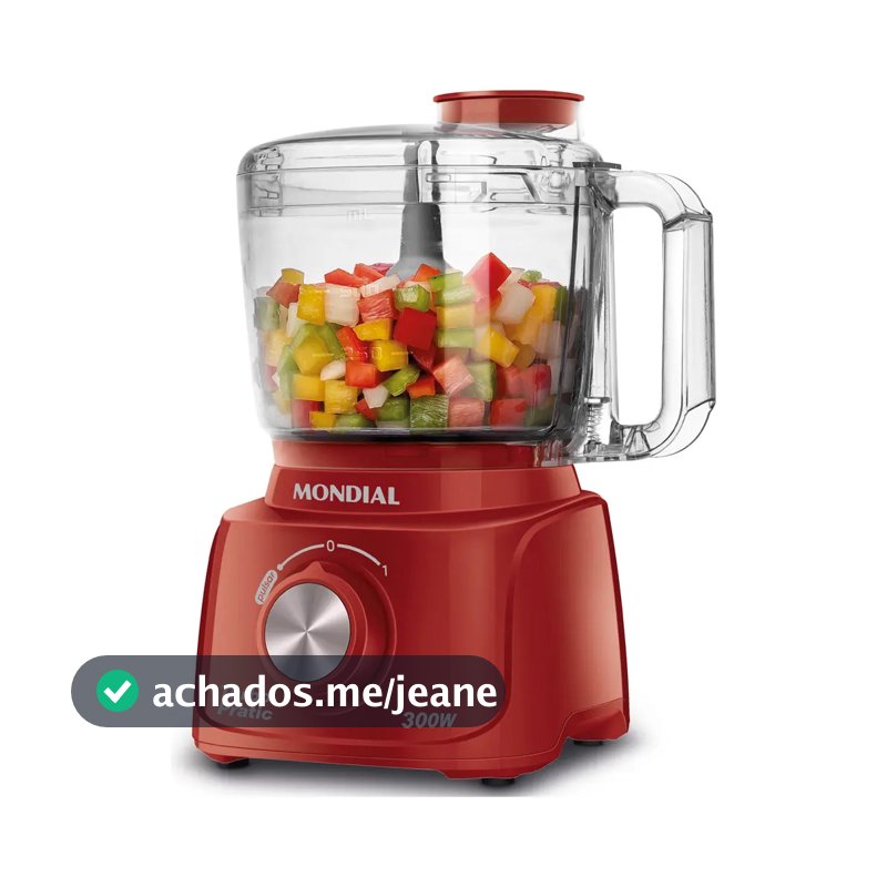 Mini Processador Turbo Pratic Mondial Vermelho 300W MP-16-R