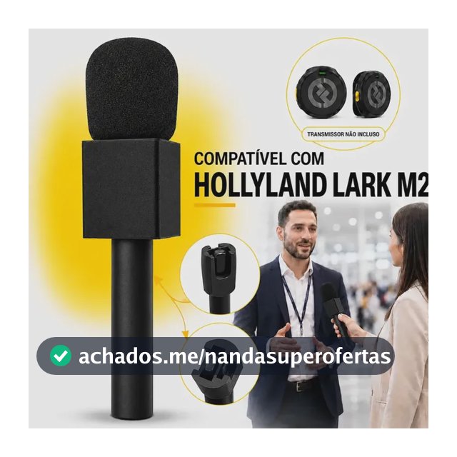 Suporte Adaptador De Mão BRY com Canopla Removível para Microfone Hollyland Lark M2, Entrevista, Reportagem e Podcast - Preto