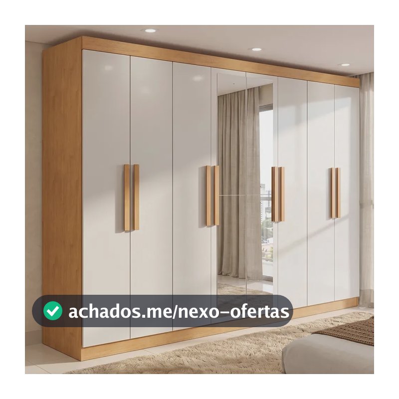 Guarda-roupa Móveis Lopas Easy Slim 8 Portas com 2 Espelhos