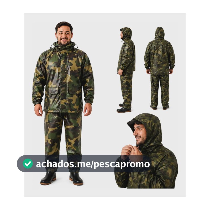 Conjunto Capa De Chuva Jaqueta E Calça Camuflado Moto Pesca G