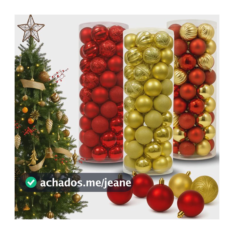Kit 45 Bolas Bolinhas 4cm Para Árvore De Natal Lisa Fosca E Glitter Enfeite Natalino Premium Decoração Luxo Artezenato Cor Dourado