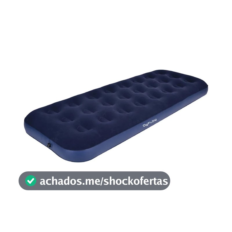 Colchão Inflável Solteiro Multiuso Aveludado O2Flow Azul