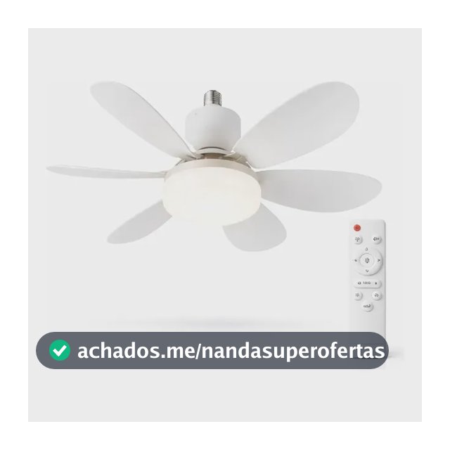 Ventilador De Teto Led Branco 6 Pás Silencioso Controle Remoto 3 Cores De Luz Bocal E27 Essency