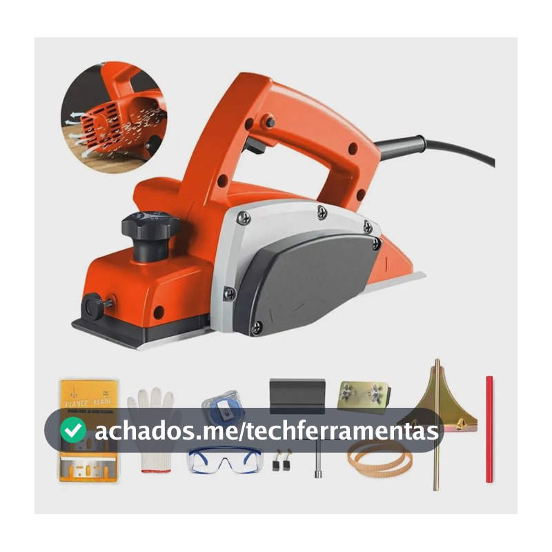 Plaina Elétrica Profissional Manual de 700W para Madeira com Ajuste de 0-2mm e Acessórios