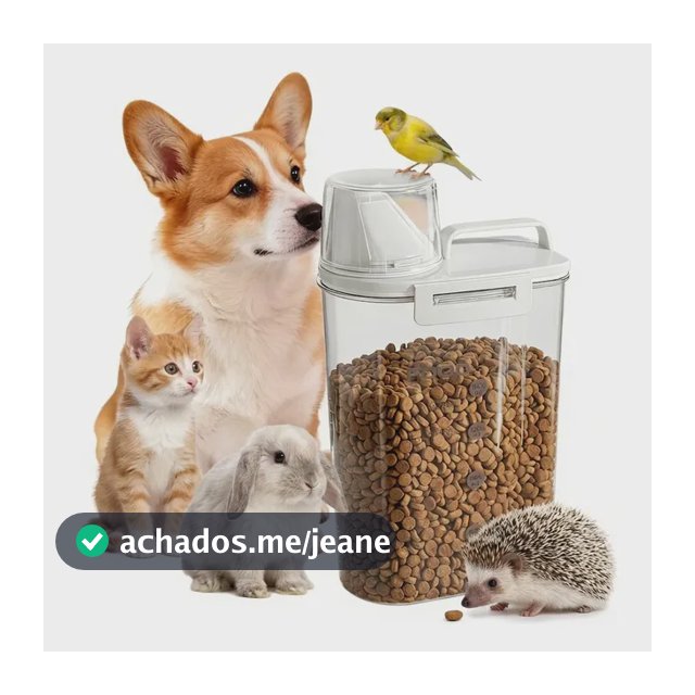 Porta Ração 2.5l Com Tampa Dispenser Pet Gato Cachorro Transparente