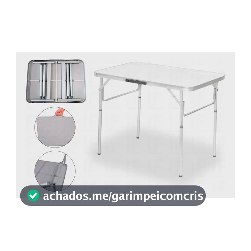 Mesa Dobrável de Alumínio Portátil 90x60x70 Branca Palisad.